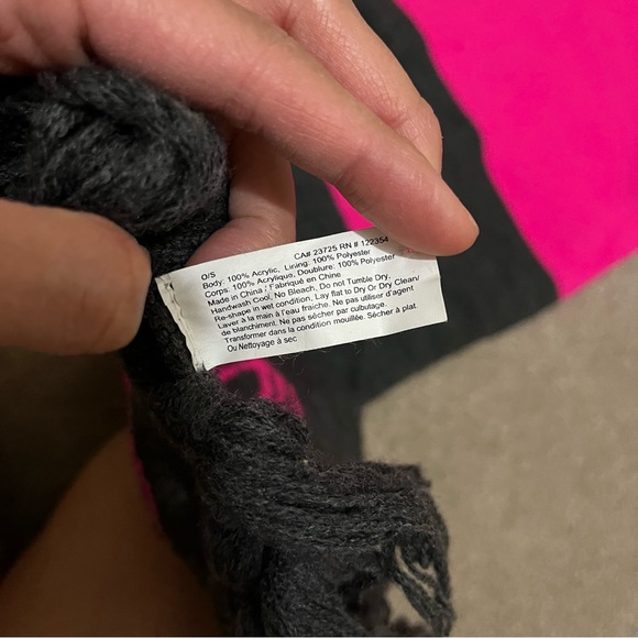 TNA Chunky Pink and Grey Knit Scarf with Fringe - Picture 2 of 2